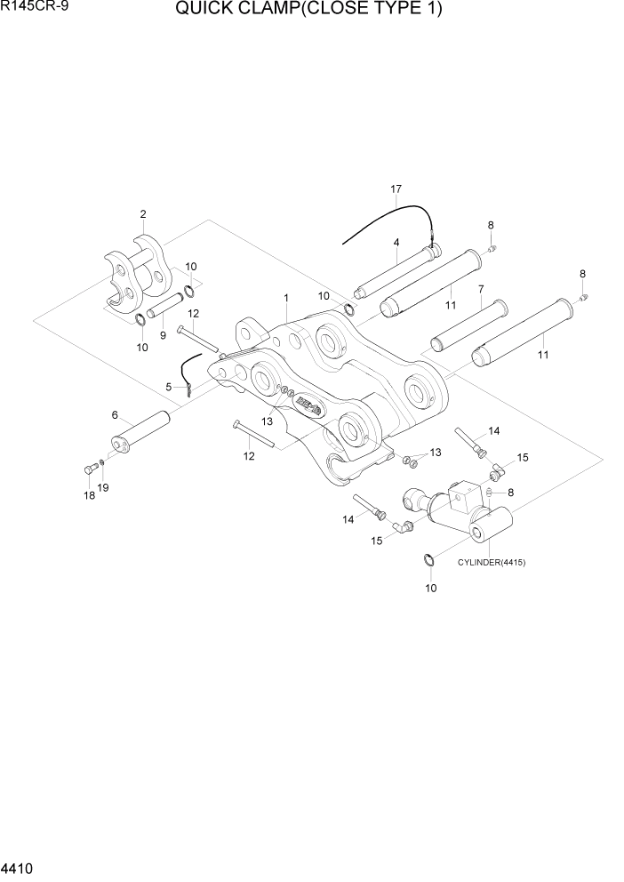 Схема запчастей Hyundai R145CR9 - PAGE 4410 QUICK CLAMP(CLOSE TYPE 1) ГИДРАВЛИЧЕСКИЕ КОМПОНЕНТЫ