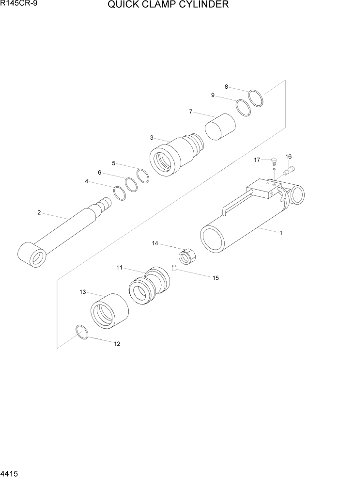 Схема запчастей Hyundai R145CR9 - PAGE 4415 QUICK CLAMP CYLINDER ГИДРАВЛИЧЕСКИЕ КОМПОНЕНТЫ