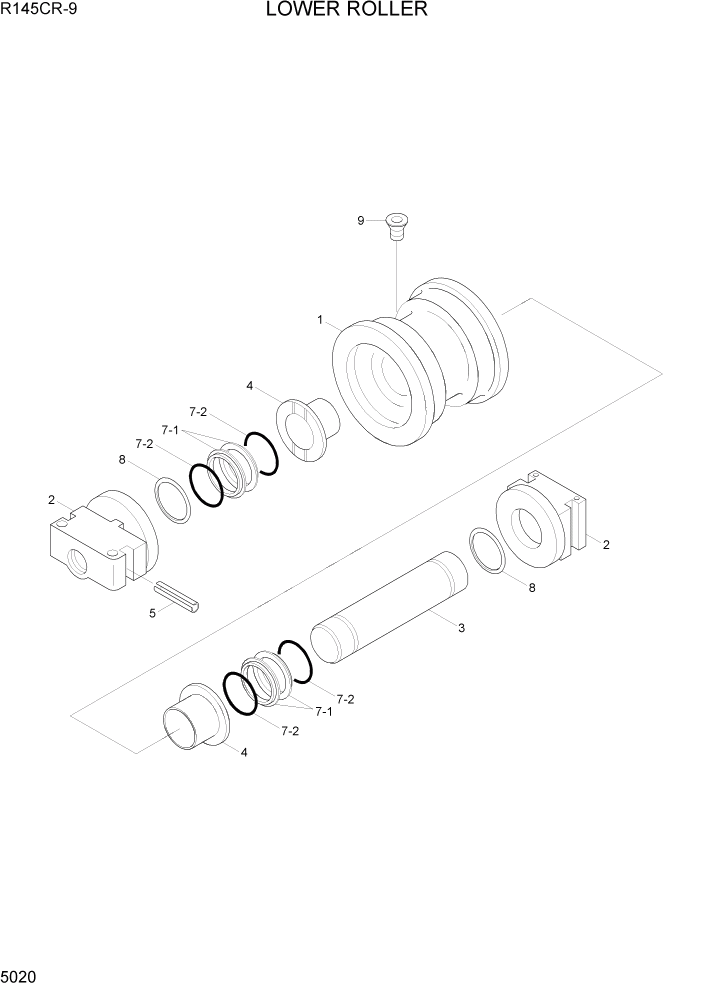 Схема запчастей Hyundai R145CR9 - PAGE 5020 LOWER ROLLER ХОДОВАЯ ЧАСТЬ