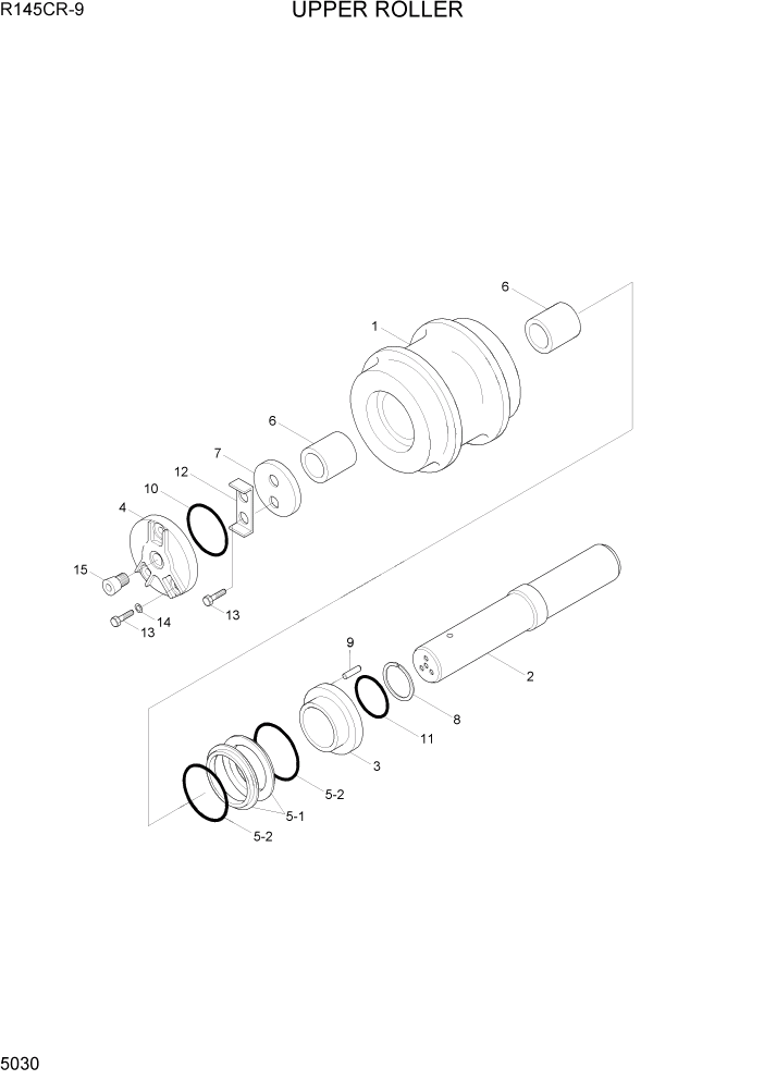 Схема запчастей Hyundai R145CR9 - PAGE 5030 UPPER ROLLER ХОДОВАЯ ЧАСТЬ