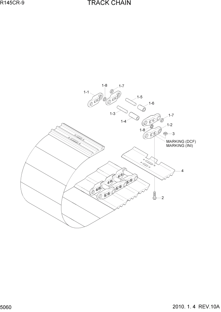 Схема запчастей Hyundai R145CR9 - PAGE 5060 TRACK CHAIN ХОДОВАЯ ЧАСТЬ