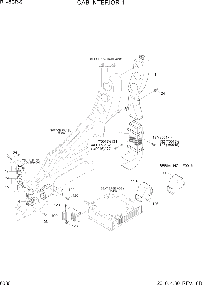 Схема запчастей Hyundai R145CR9 - PAGE 6080 CAB INTERIOR 1 СТРУКТУРА