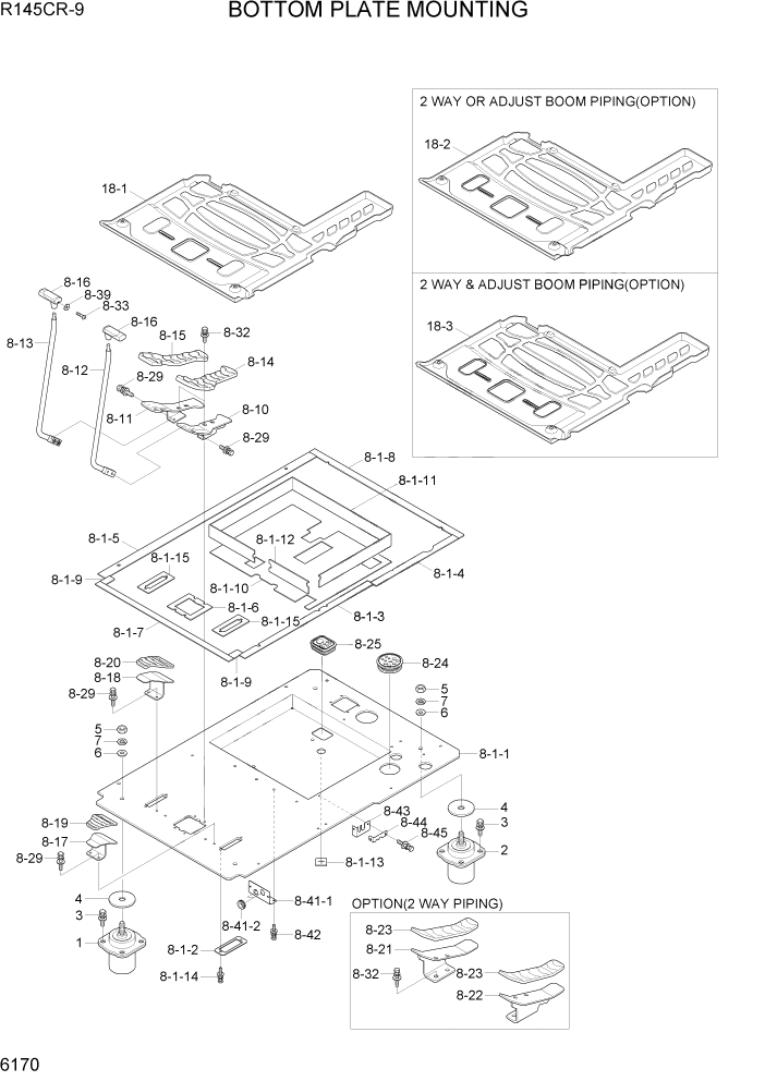 Схема запчастей Hyundai R145CR9 - PAGE 6170 BOTTOM PLATE MOUNTING СТРУКТУРА