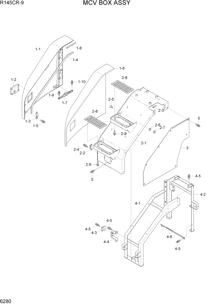 Схема запчастей Hyundai R145CR9 - PAGE 6280 MCV BOX ASSY СТРУКТУРА