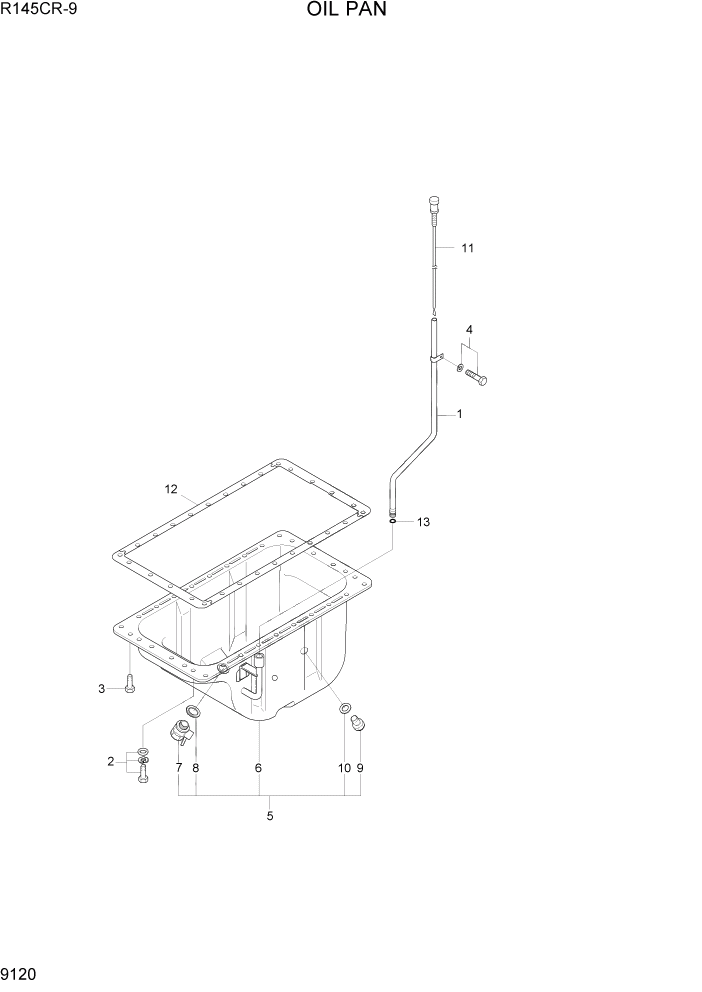 Схема запчастей Hyundai R145CR9 - PAGE 9120 OIL PAN ДВИГАТЕЛЬ БАЗА