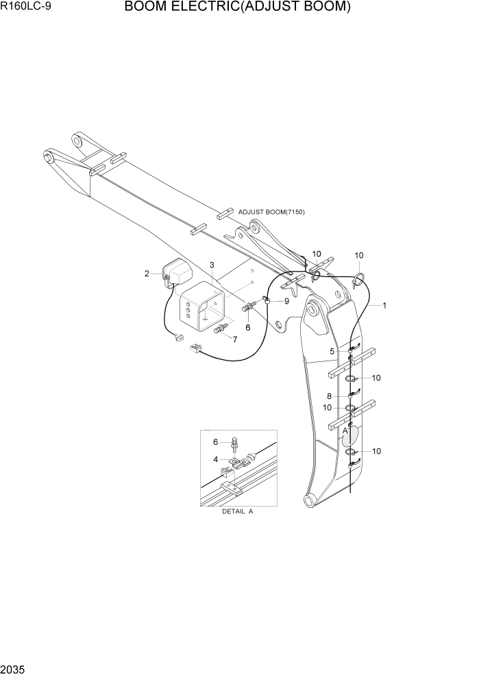 Схема запчастей Hyundai R160LC9 - PAGE 2035 BOOM ELECTRIC(ADJUST BOOM) ЭЛЕКТРИЧЕСКАЯ СИСТЕМА