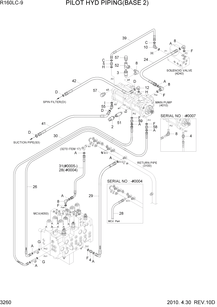 Схема запчастей Hyundai R160LC9 - PAGE 3260 PILOT HYD PIPING(BASE 2) ГИДРАВЛИЧЕСКАЯ СИСТЕМА