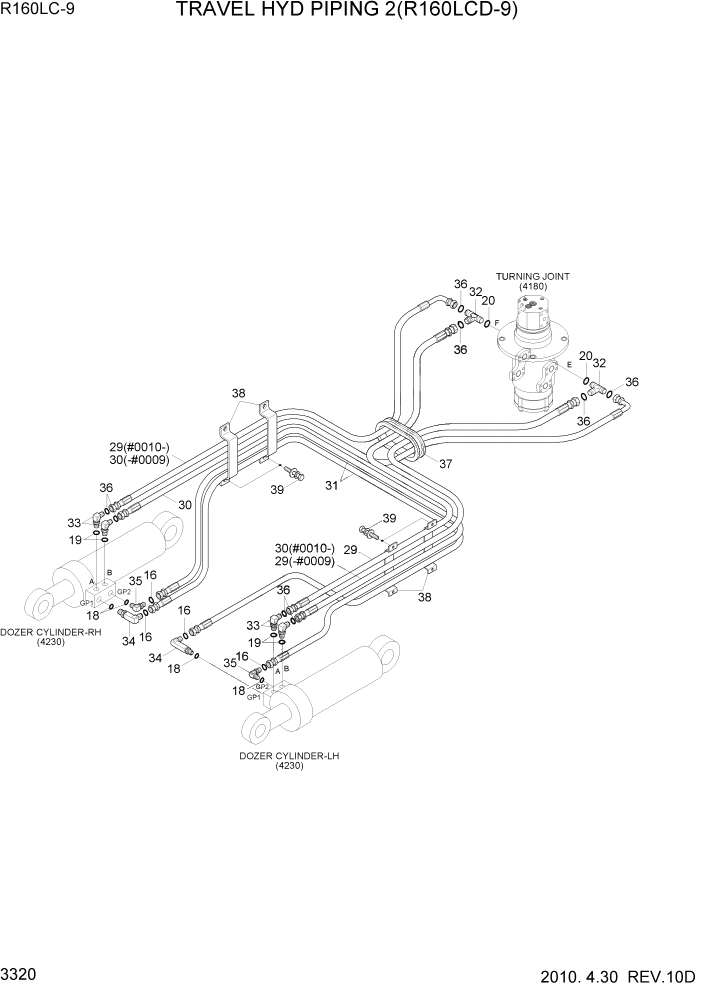 Схема запчастей Hyundai R160LC9 - PAGE 3320 TRAVEL HYD PIPING 2(R160LCD-9) ГИДРАВЛИЧЕСКАЯ СИСТЕМА