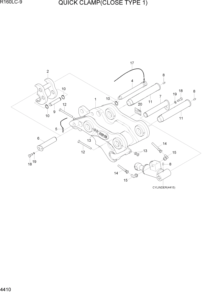 Схема запчастей Hyundai R160LC9 - PAGE 4410 QUICK CLAMP(CLOSE TYPE 1) ГИДРАВЛИЧЕСКИЕ КОМПОНЕНТЫ