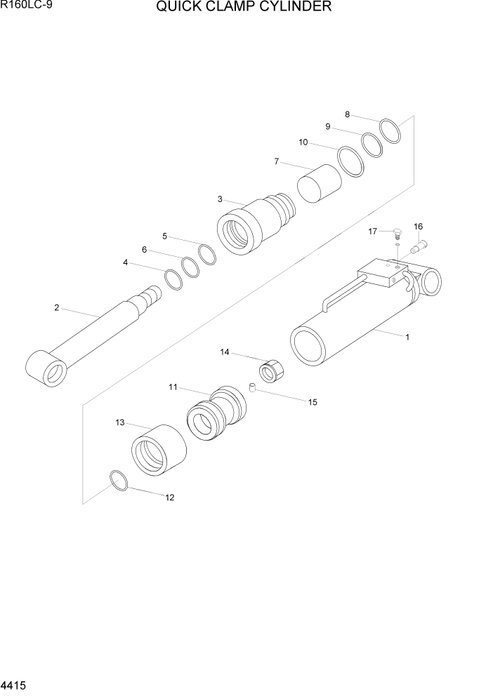 Схема запчастей Hyundai R160LC9 - PAGE 4415 QUICK CLAMP CYLINDER ГИДРАВЛИЧЕСКИЕ КОМПОНЕНТЫ