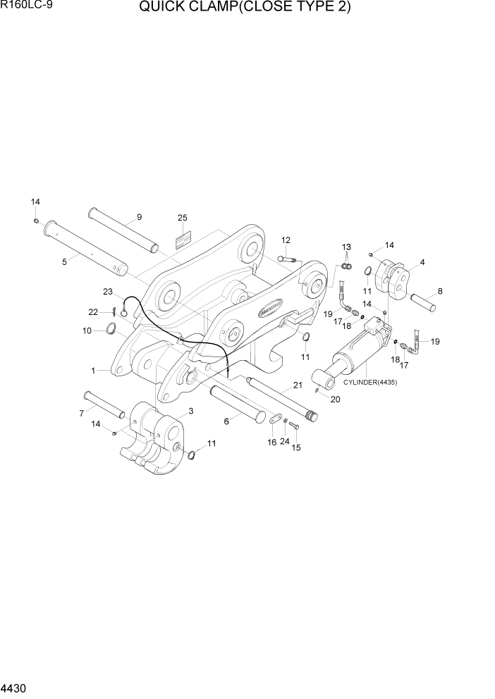 Схема запчастей Hyundai R160LC9 - PAGE 4430 QUICK CLAMP(CLOSE TYPE 2) ГИДРАВЛИЧЕСКИЕ КОМПОНЕНТЫ