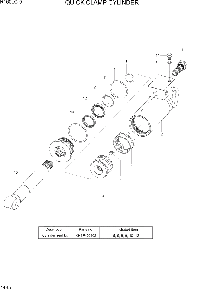 Схема запчастей Hyundai R160LC9 - PAGE 4435 QUICK CLAMP CYLINDER ГИДРАВЛИЧЕСКИЕ КОМПОНЕНТЫ