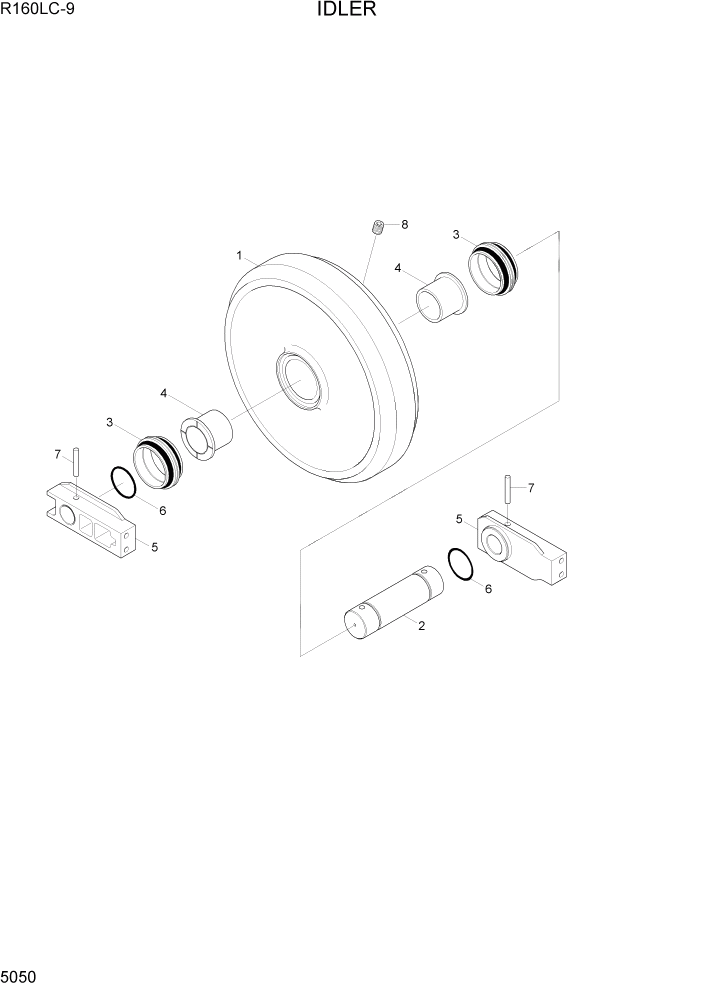 Схема запчастей Hyundai R160LC9 - PAGE 5050 IDLER ХОДОВАЯ ЧАСТЬ