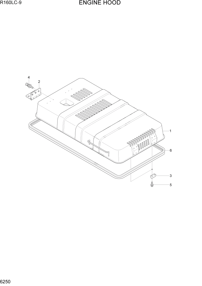 Схема запчастей Hyundai R160LC9 - PAGE 6250 ENGINE HOOD СТРУКТУРА