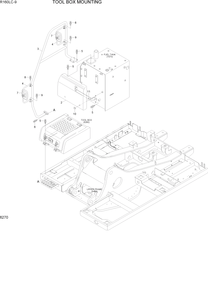 Схема запчастей Hyundai R160LC9 - PAGE 6270 TOOL BOX MOUNTING СТРУКТУРА