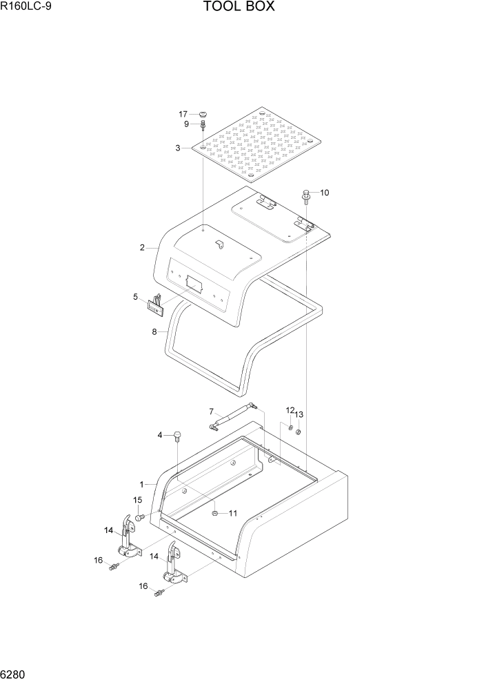 Схема запчастей Hyundai R160LC9 - PAGE 6280 TOOL BOX СТРУКТУРА