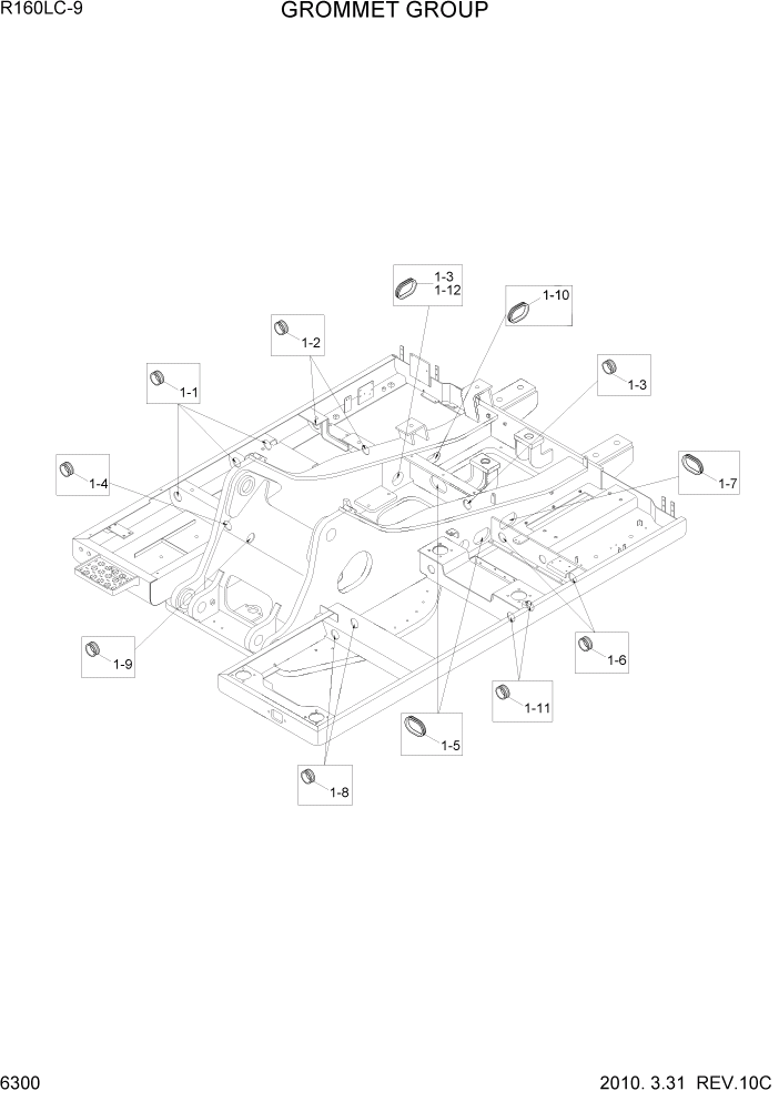 Схема запчастей Hyundai R160LC9 - PAGE 6300 GROMMET GROUP СТРУКТУРА