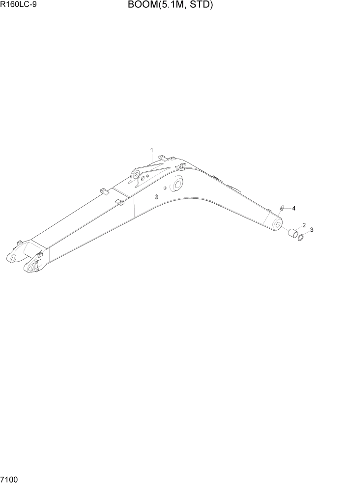 Схема запчастей Hyundai R160LC9 - PAGE 7100 BOOM(5.1M, STD) РАБОЧЕЕ ОБОРУДОВАНИЕ