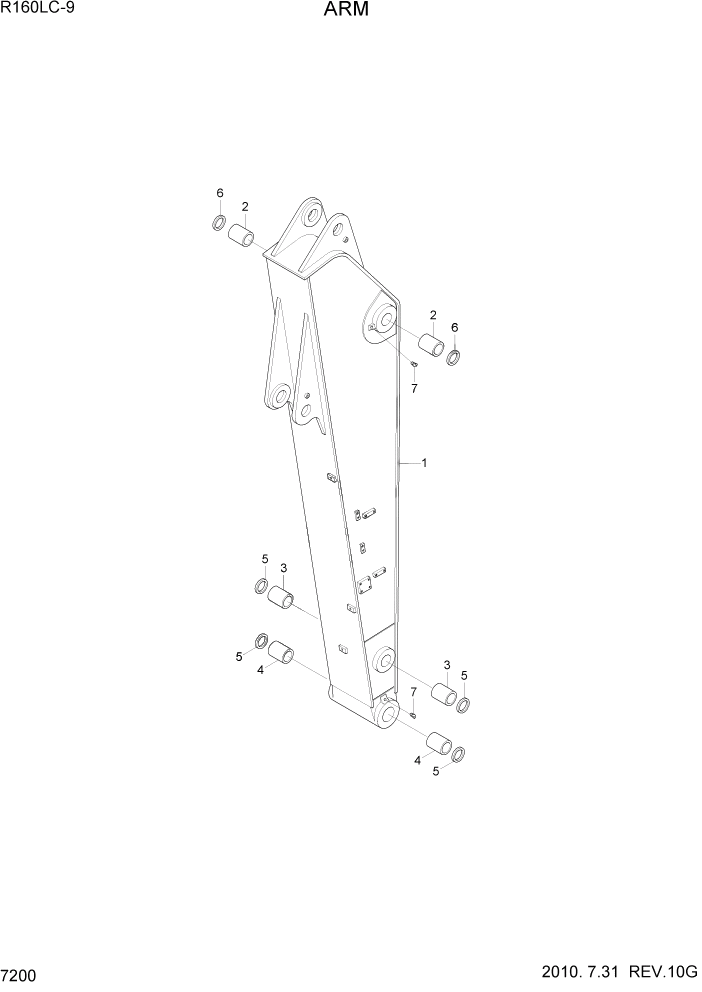 Схема запчастей Hyundai R160LC9 - PAGE 7200 ARM РАБОЧЕЕ ОБОРУДОВАНИЕ