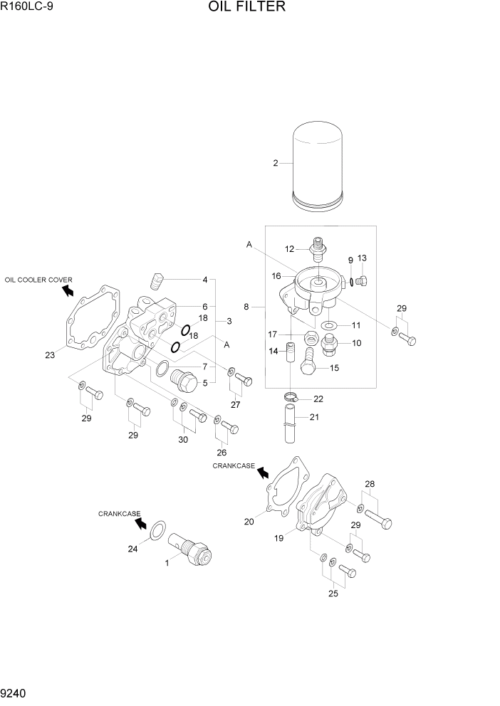 Схема запчастей Hyundai R160LC9 - PAGE 9240 OIL FILTER ДВИГАТЕЛЬ БАЗА