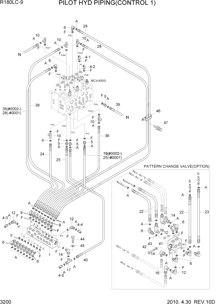 Схема запчастей Hyundai R180LC9 - PAGE 3200 PILOT HYD PIPING(CONTROL 1) ГИДРАВЛИЧЕСКАЯ СИСТЕМА