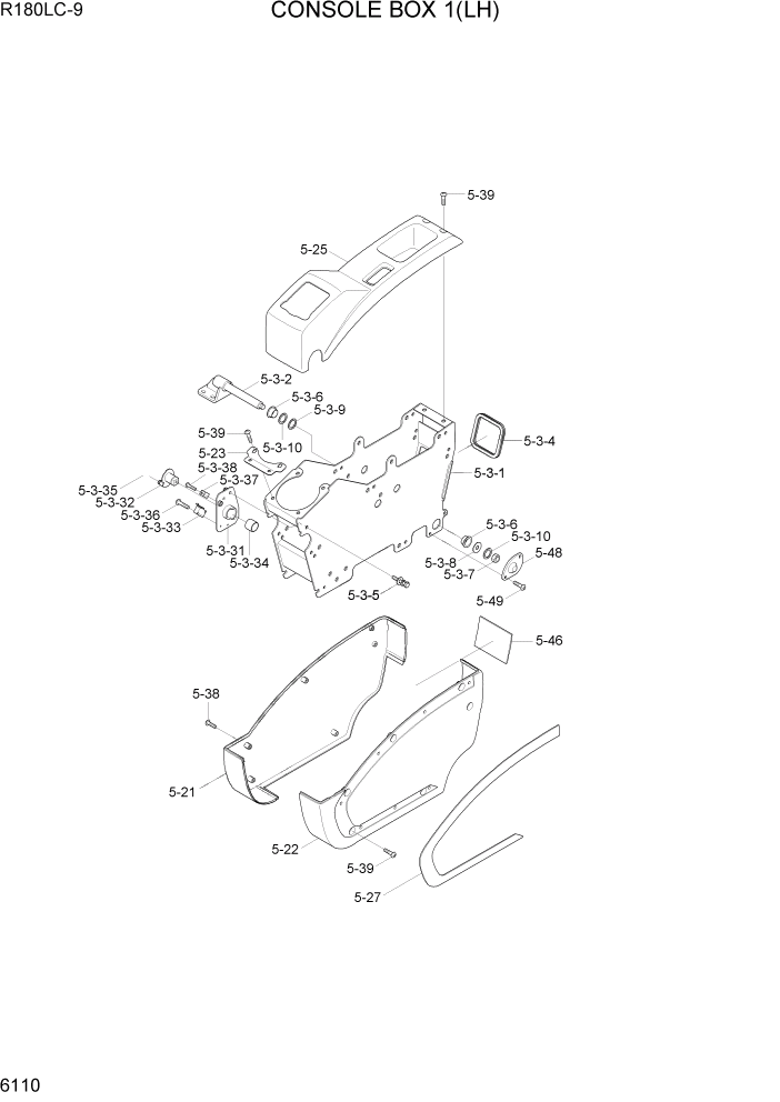 Схема запчастей Hyundai R180LC9 - PAGE 6110 CONSOLE BOX 1(LH) СТРУКТУРА