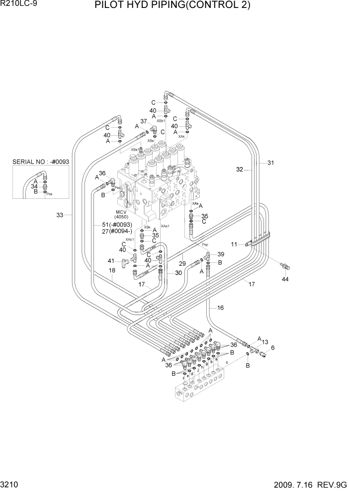 Схема запчастей Hyundai R210LC9 - PAGE 3210 PILOT HYD PIPING(CONTROL 2) ГИДРАВЛИЧЕСКАЯ СИСТЕМА