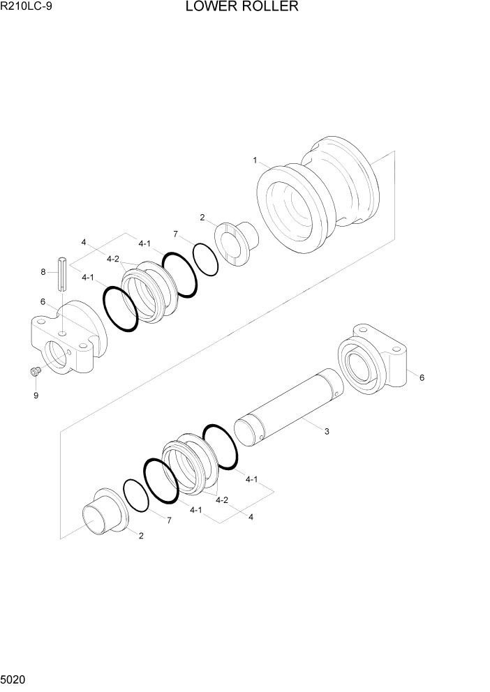 Схема запчастей Hyundai R210LC9 - PAGE 5020 LOWER ROLLER ХОДОВАЯ ЧАСТЬ