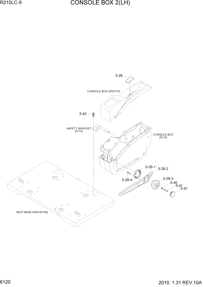 Схема запчастей Hyundai R210LC9 - PAGE 6120 CONSOLE BOX 2(LH) СТРУКТУРА