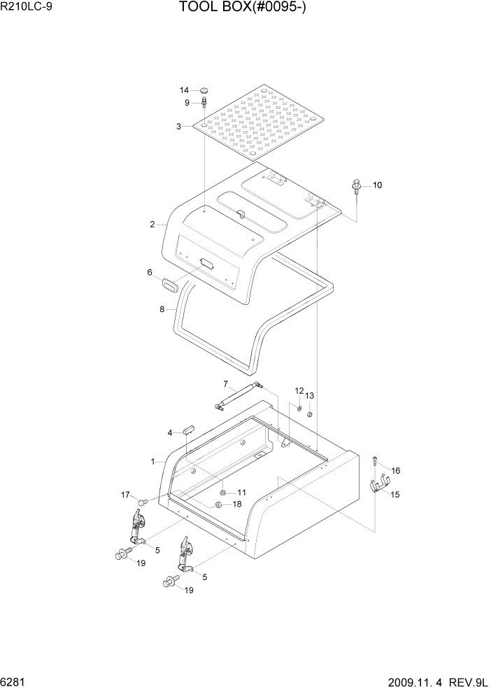 Схема запчастей Hyundai R210LC9 - PAGE 6281 TOOL BOX(#0095-) СТРУКТУРА