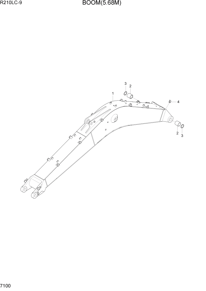 Схема запчастей Hyundai R210LC9 - PAGE 7100 BOOM(5.68M) РАБОЧЕЕ ОБОРУДОВАНИЕ