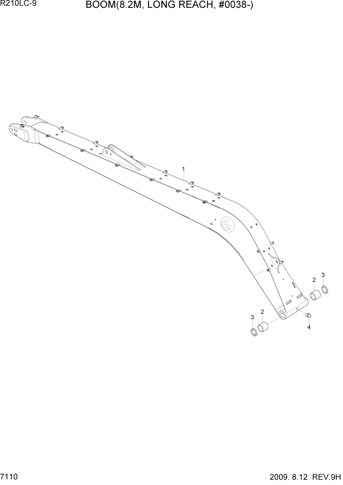 Схема запчастей Hyundai R210LC9 - PAGE 7110 BOOM(8.20M, LONG REACH, #0038-) РАБОЧЕЕ ОБОРУДОВАНИЕ