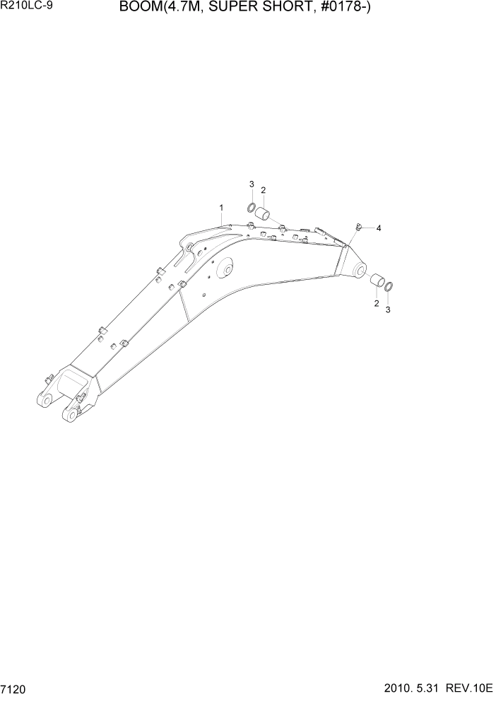 Схема запчастей Hyundai R210LC9 - PAGE 7120 BOOM(4.7M, SUPER SHORT, #0178-) РАБОЧЕЕ ОБОРУДОВАНИЕ
