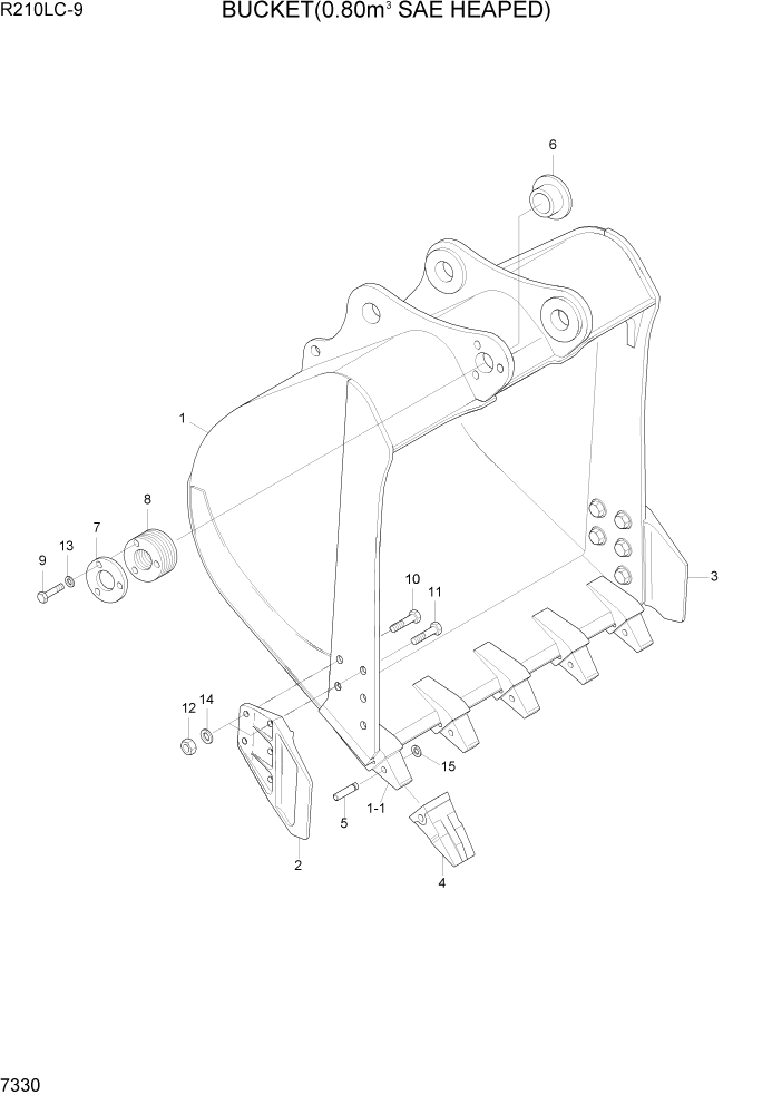 Схема запчастей Hyundai R210LC9 - PAGE 7330 BUCKET(0.80M3 SAE HEAPED) РАБОЧЕЕ ОБОРУДОВАНИЕ