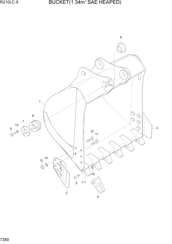 Схема запчастей Hyundai R210LC9 - PAGE 7380 BUCKET(1.34M3 SAE HEAPED) РАБОЧЕЕ ОБОРУДОВАНИЕ