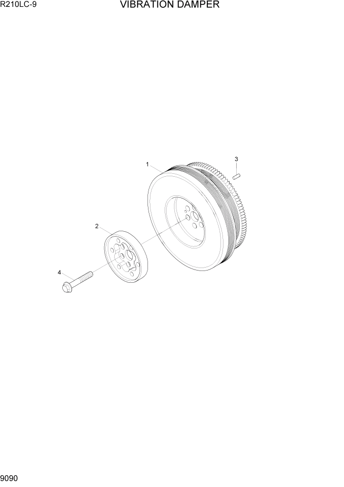 Схема запчастей Hyundai R210LC9 - PAGE 9090 VIBRATION DAMPER ДВИГАТЕЛЬ БАЗА