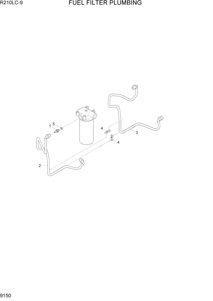 Схема запчастей Hyundai R210LC9 - PAGE 9150 FUEL FILTER PLUMBING ДВИГАТЕЛЬ БАЗА