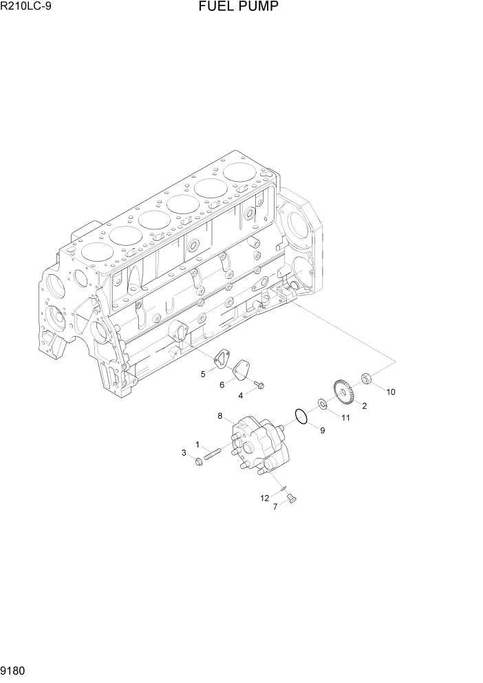 Схема запчастей Hyundai R210LC9 - PAGE 9180 FUEL PUMP ДВИГАТЕЛЬ БАЗА