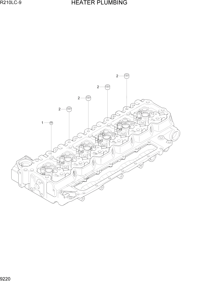 Схема запчастей Hyundai R210LC9 - PAGE 9220 HEATER PLUMBING ДВИГАТЕЛЬ БАЗА