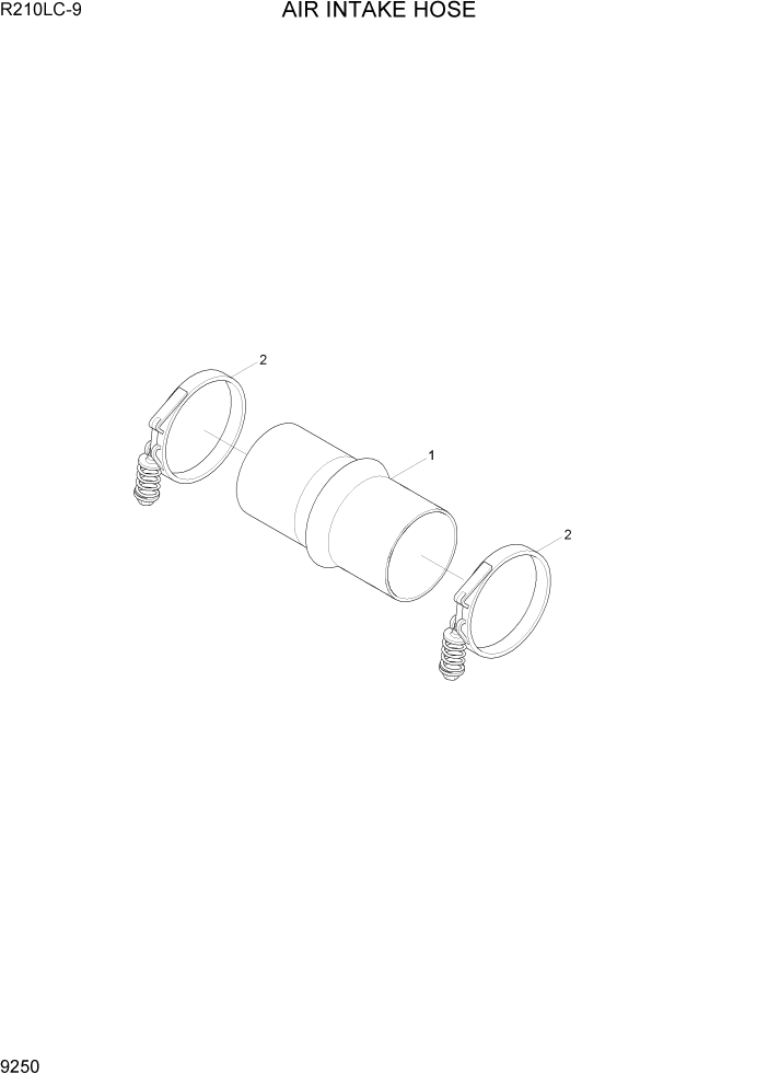 Схема запчастей Hyundai R210LC9 - PAGE 9250 AIR INTAKE HOSE ДВИГАТЕЛЬ БАЗА