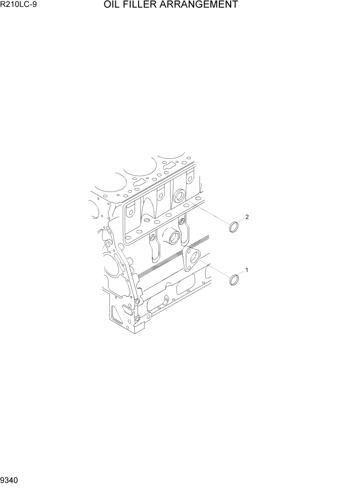 Схема запчастей Hyundai R210LC9 - PAGE 9340 OIL FILLER ARRANGEMENT ДВИГАТЕЛЬ БАЗА