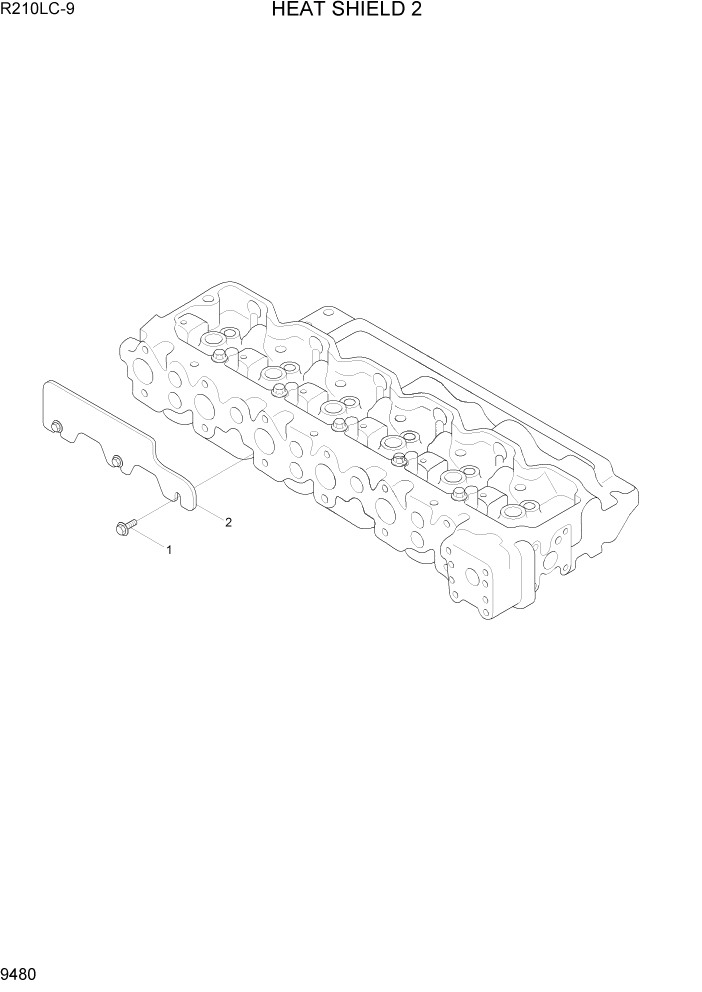 Схема запчастей Hyundai R210LC9 - PAGE 9480 HEAT SHIELD 2 ДВИГАТЕЛЬ БАЗА