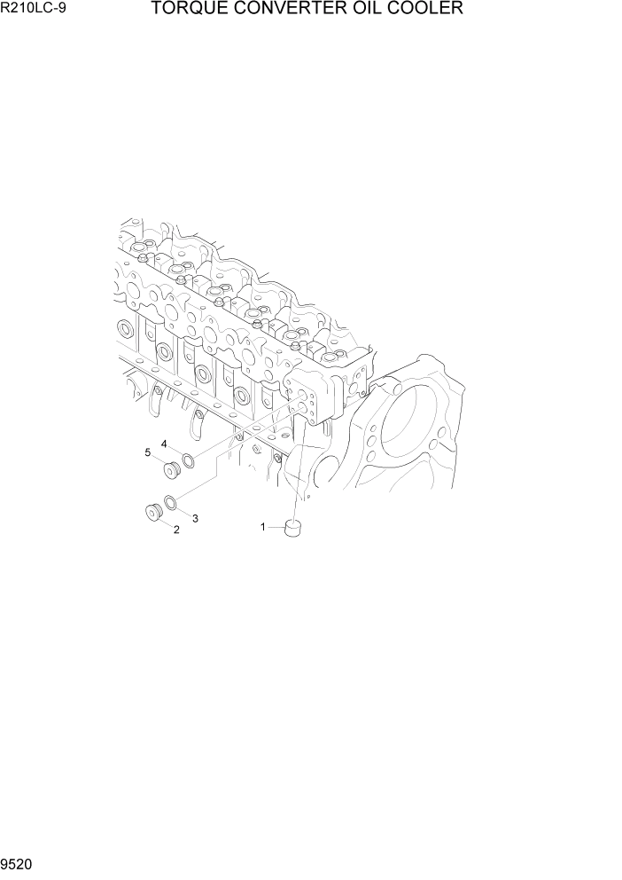 Схема запчастей Hyundai R210LC9 - PAGE 9520 TORQUE CONVERTER OIL COOLER ДВИГАТЕЛЬ БАЗА