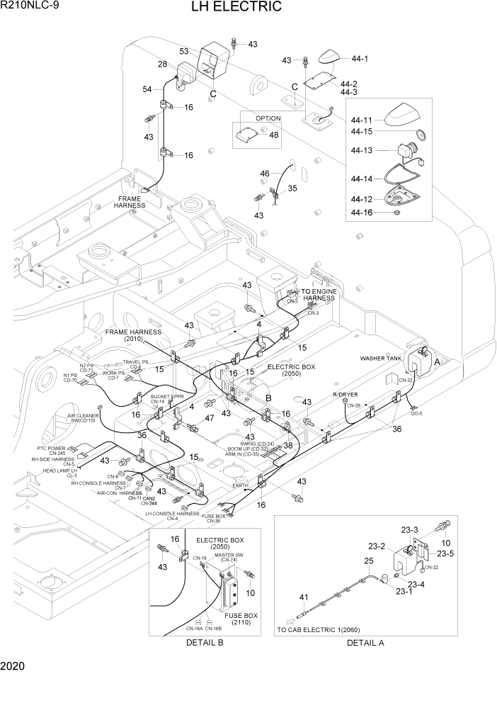 Схема запчастей Hyundai R210NLC9 - PAGE 2020 LH ELECTRIC ЭЛЕКТРИЧЕСКАЯ СИСТЕМА