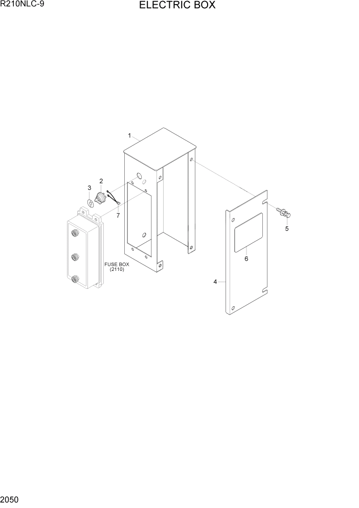 Схема запчастей Hyundai R210NLC9 - PAGE 2050 ELECTRIC BOX ЭЛЕКТРИЧЕСКАЯ СИСТЕМА