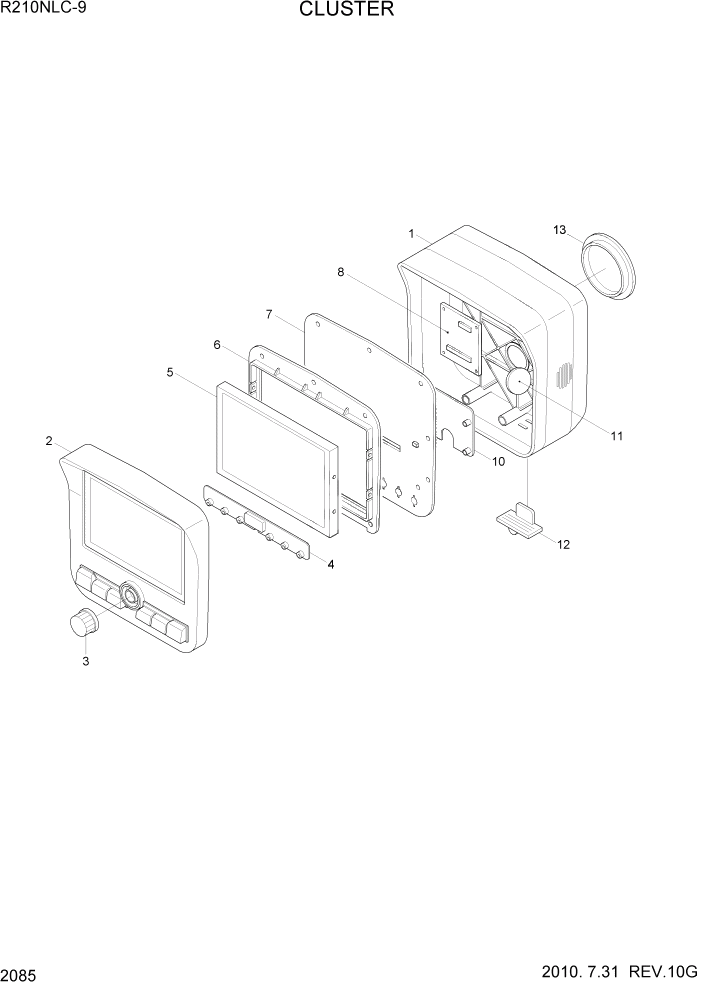 Схема запчастей Hyundai R210NLC9 - PAGE 2085 CLUSTER ЭЛЕКТРИЧЕСКАЯ СИСТЕМА