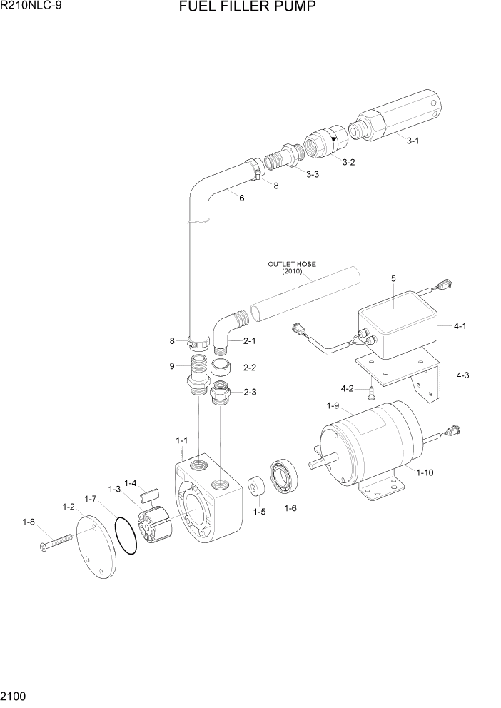 Схема запчастей Hyundai R210NLC9 - PAGE 2100 FUEL FILLER PUMP ЭЛЕКТРИЧЕСКАЯ СИСТЕМА