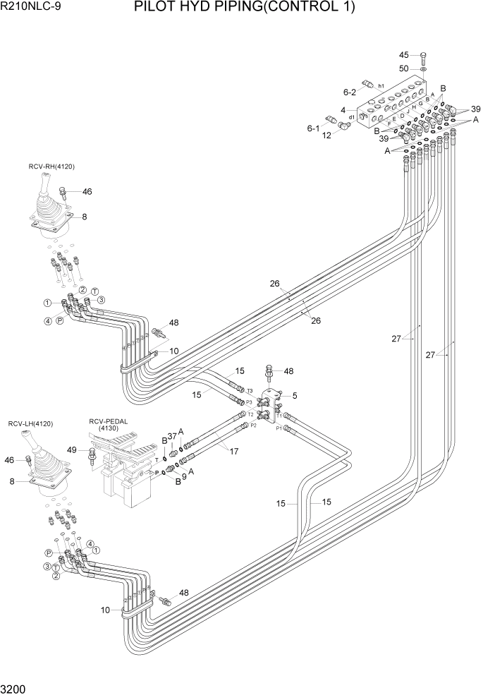 Схема запчастей Hyundai R210NLC9 - PAGE 3200 PILOT HYD PIPING(CONTROL 1) ГИДРАВЛИЧЕСКАЯ СИСТЕМА