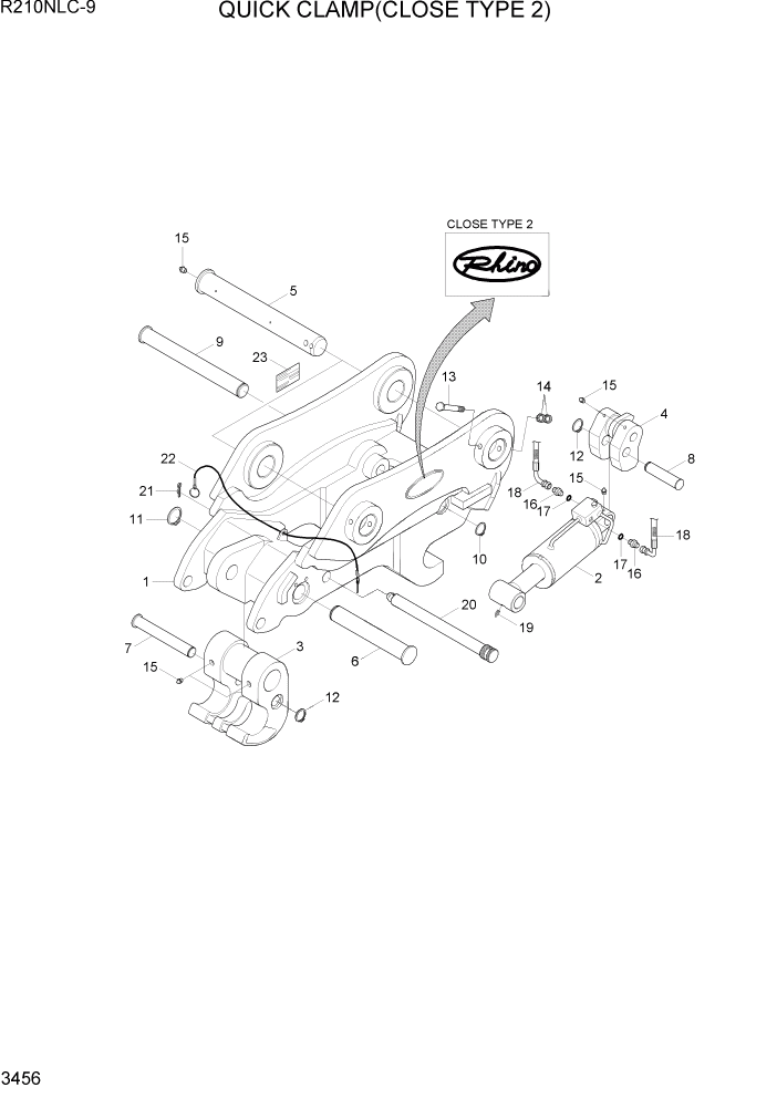 Схема запчастей Hyundai R210NLC9 - PAGE 3456 QUICK CLAMP(CLOSE TYPE 2) ГИДРАВЛИЧЕСКАЯ СИСТЕМА