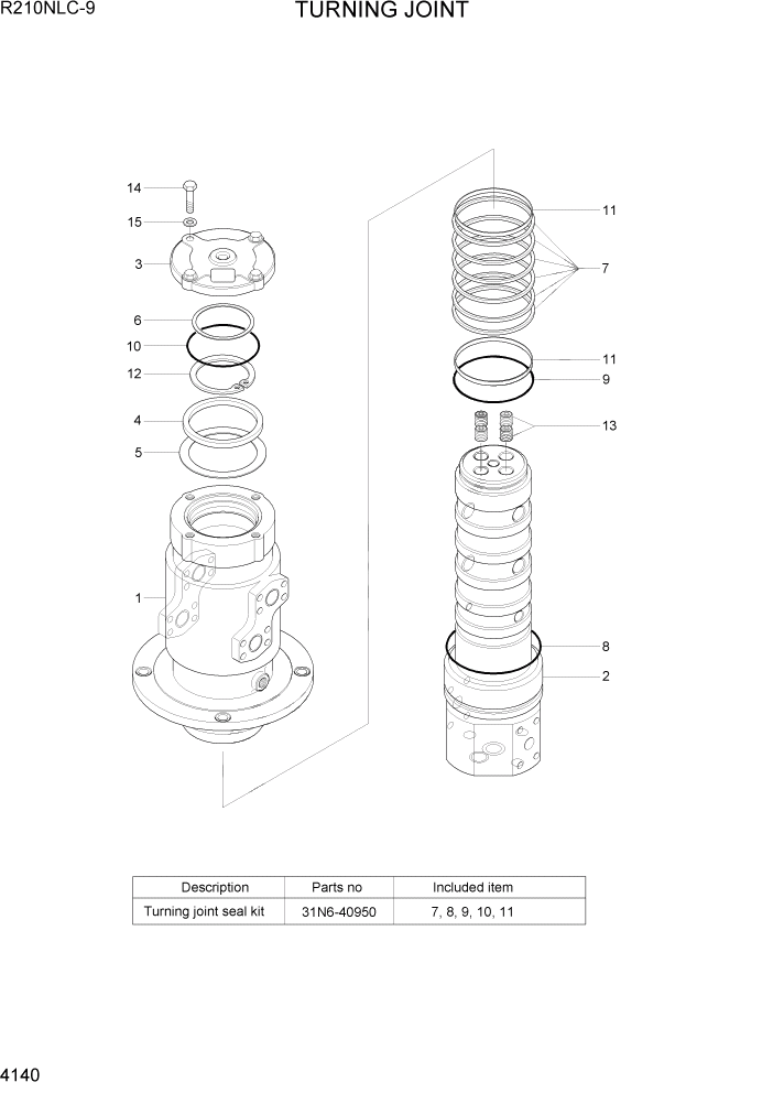 Схема запчастей Hyundai R210NLC9 - PAGE 4140 TURNING JOINT ГИДРАВЛИЧЕСКИЕ КОМПОНЕНТЫ